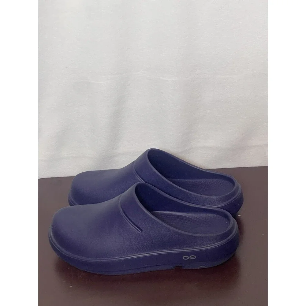 OOFOS Blue Slip-On Clog Sandals Rubber Upper Logo  US M6  W8 EU 39